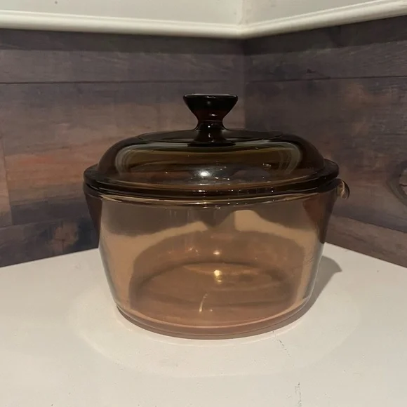 Vintage Visions Corning Ware Amber 1L Saucepan With Spout Pyrex Lid - Picture 6 of 8